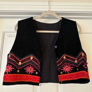 Vintage embellished vest - suede